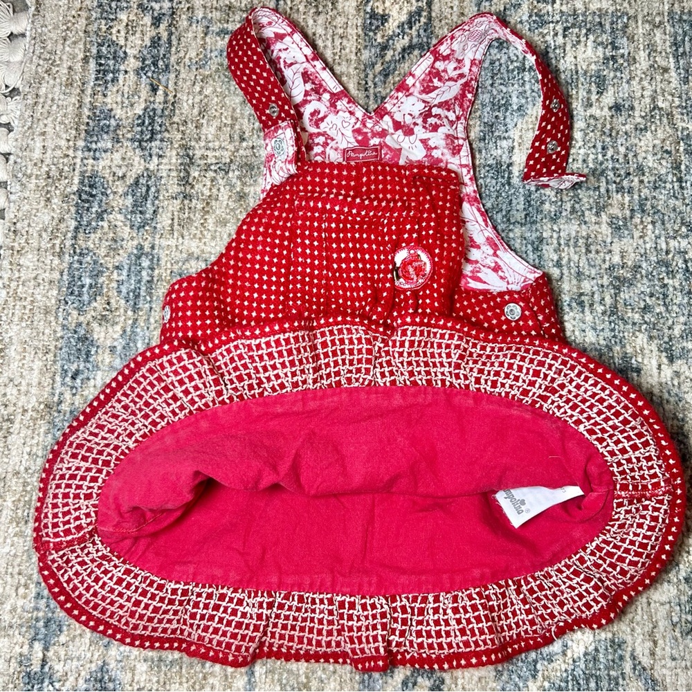 Pampolina | European Red and White Wool Blend Lined Jumper Dress | Size 3T - Picture 12 of 15